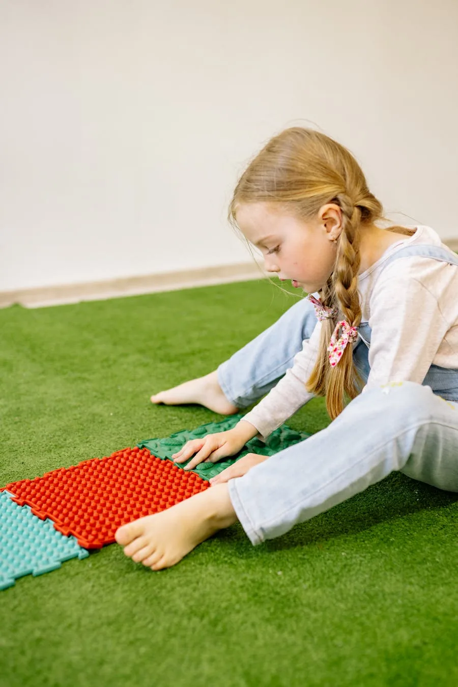 Child engaging with sensory mat